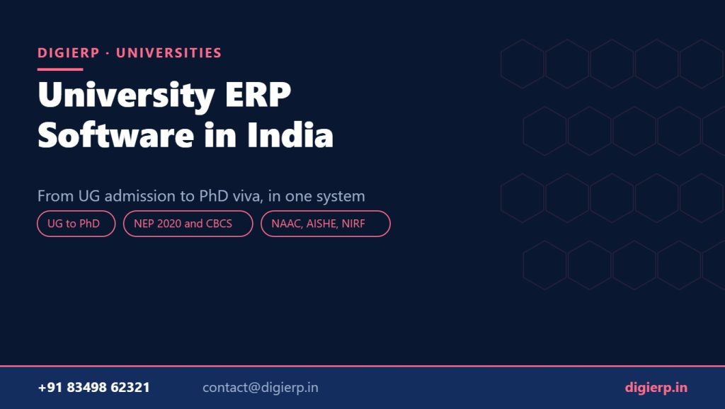 University ERP software in India — DigiERP requirement coverage from UG to PhD