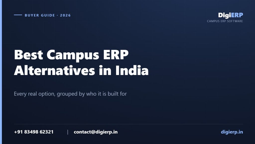Best education ERP alternatives in India poster with contact details