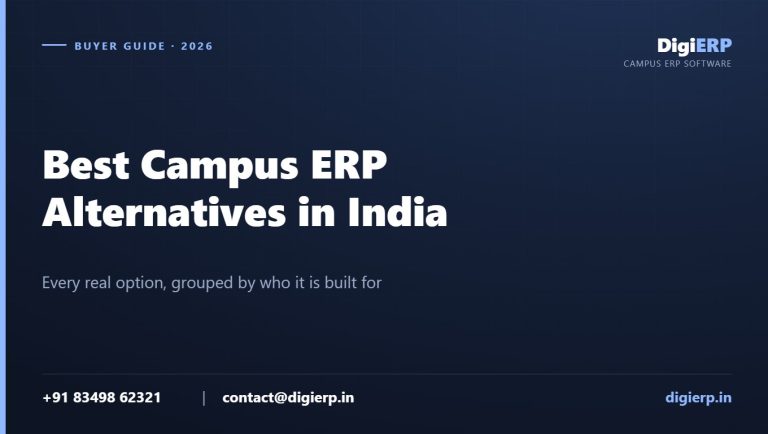 Best education ERP alternatives in India poster with contact details