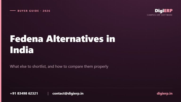 Fedena alternatives in India buyer guide poster with contact details