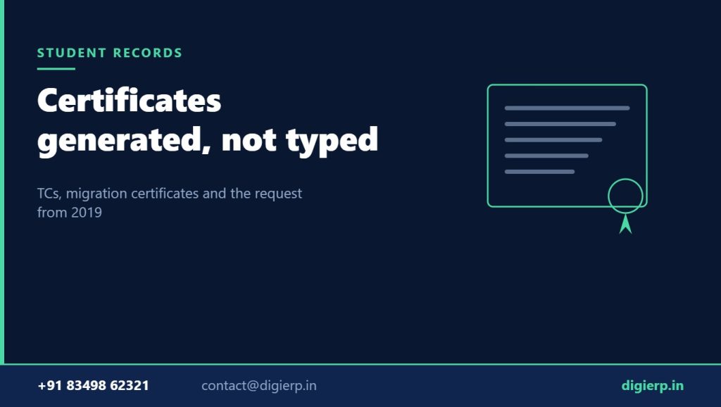 Transfer certificate and student records software for schools